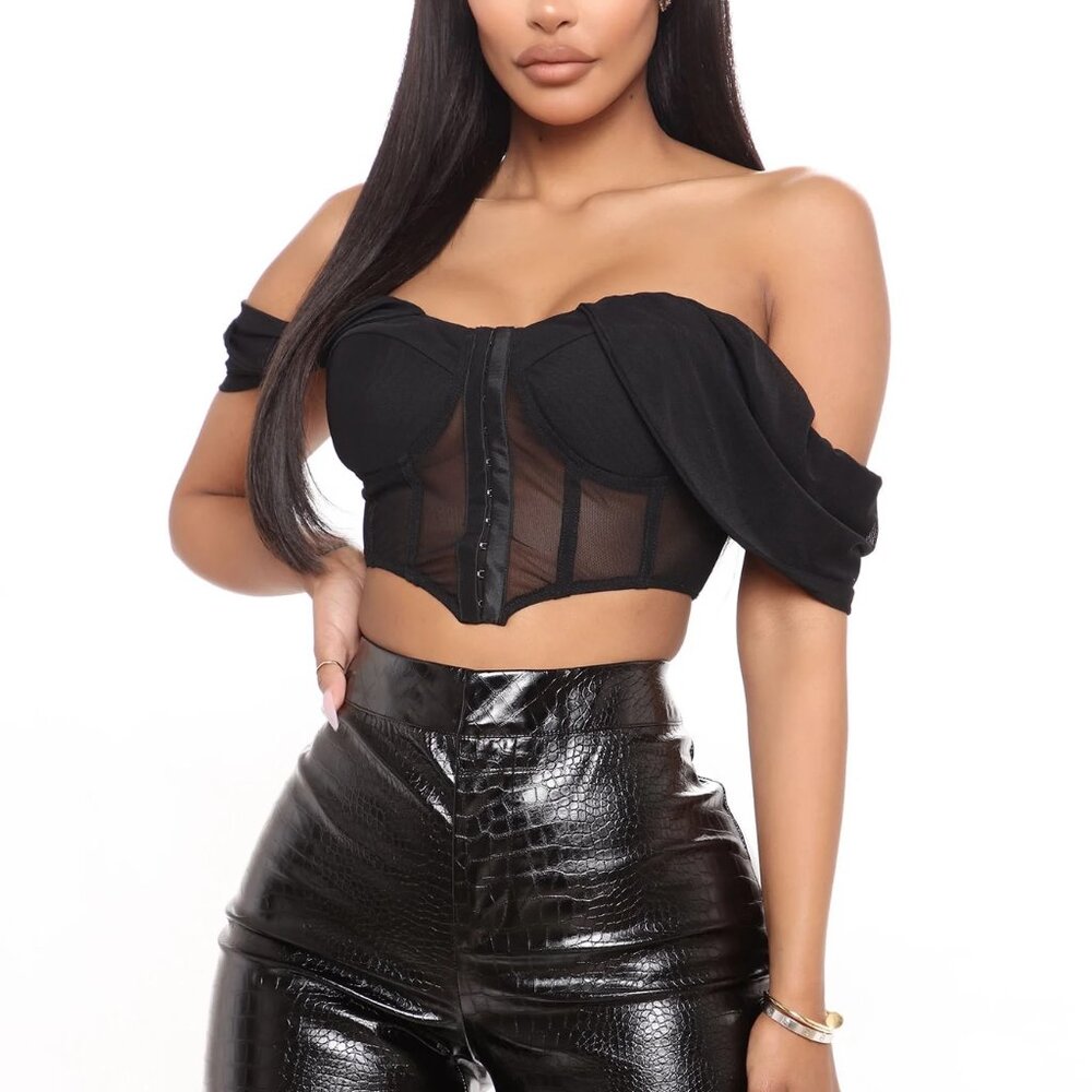 Fashion Nova Dreaming About Us Corset Top - Black